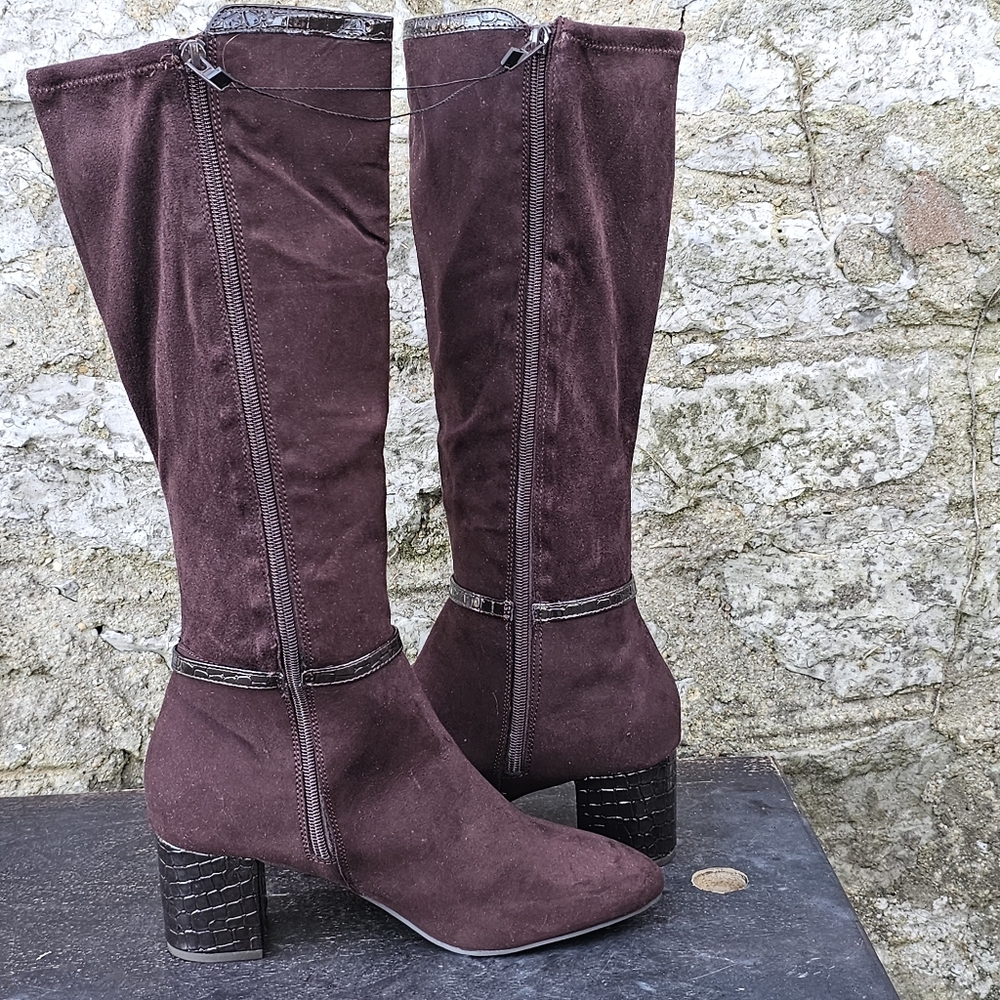 Women's Size 10 Elegant Maroon Brown Knee-High Boots‎ Karen Scott - Picture 6 of 11